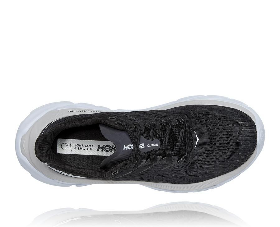 Running Shoes Womens - Hoka One One Clifton Edge - Black/White - DCWKNZO-78